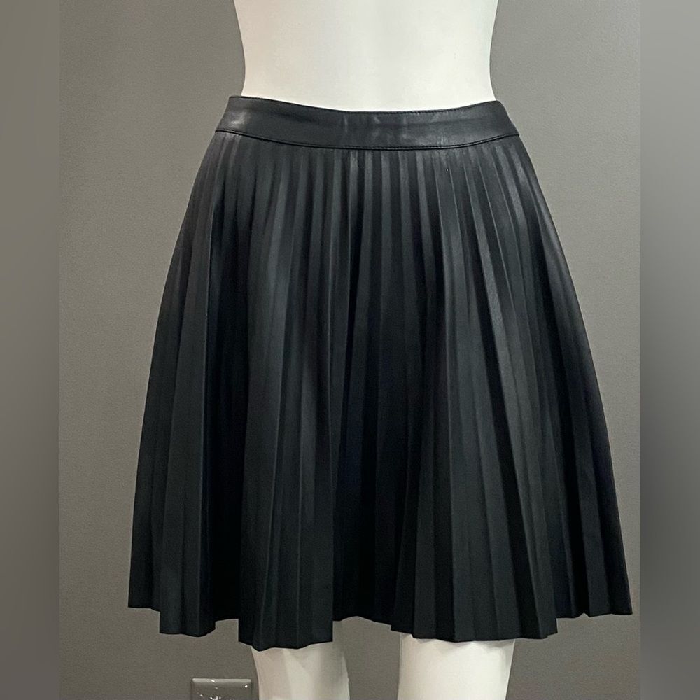 Express Black Pleated Faux Leather Pleated Skirt Size 4